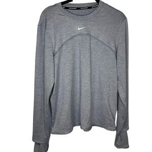 Nike Dri FIT Swift UV Crew Neck Running Shirt Top Women's Medium Heathered Blue